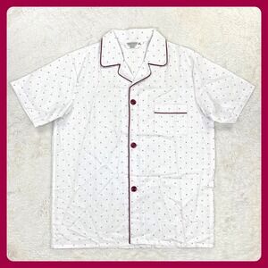 Sears Vintage Pajama Top Shirt Men's MEDIUM White Perma-Prest 70s Short Sleeve